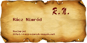 Rácz Nimród névjegykártya